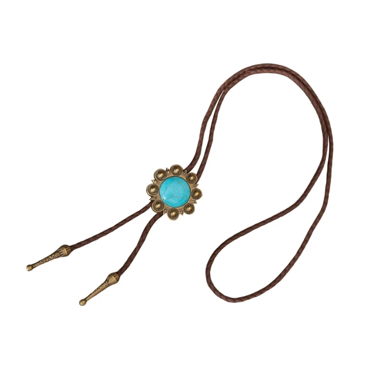 Fashion Turquoise Bolo Tie for Adult Unisex Classical Necktie Costume Accessories Shirt Bolo Tie for Men PU Rope Dropship