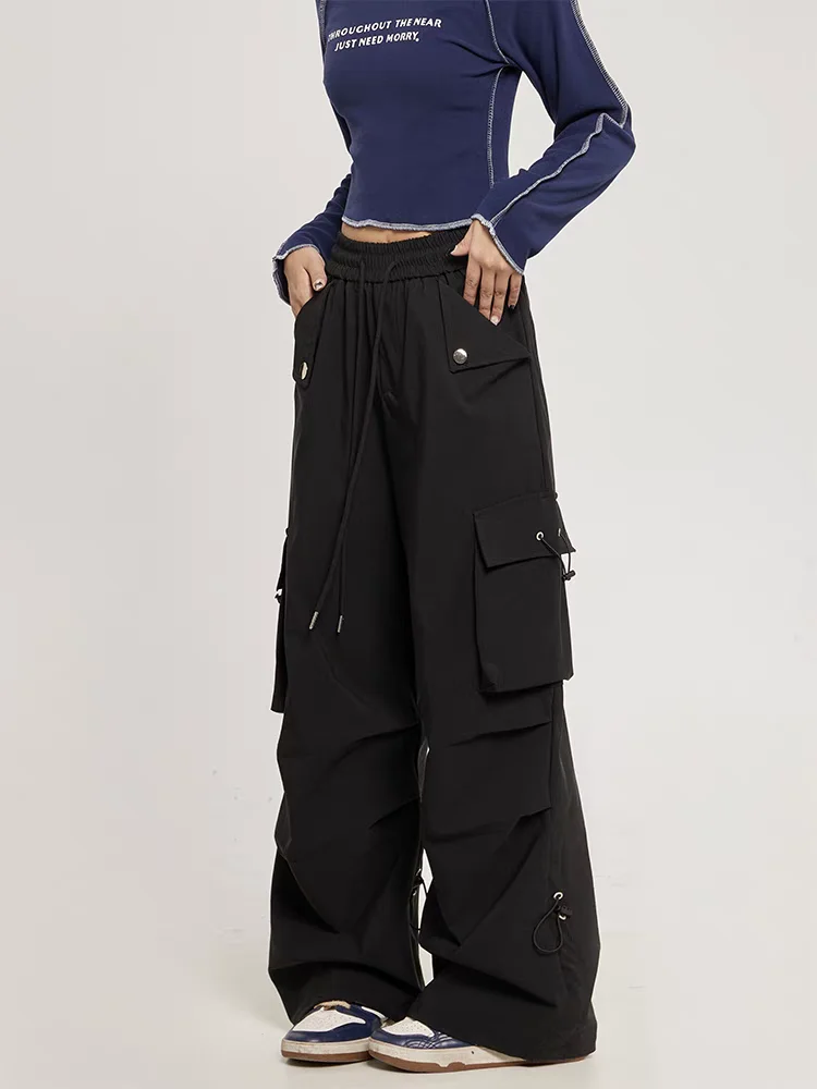 Weiße, kokette Hip-Hop-Streetwear-Arbeitskleidungshose für Damen, trendige High Street, lockere, lässige Sportbekleidung, Jazz-Tanzkleidung