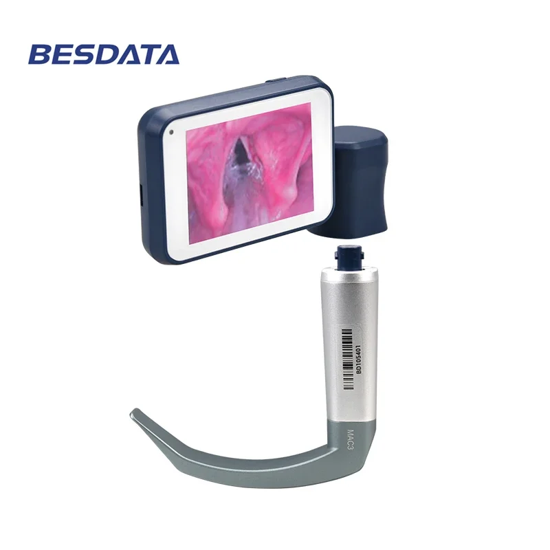 BESDATA Reusable Video laryngoscope portable usb EMS video laringoscopio with 6 Metal Handheld Stainless steel blades