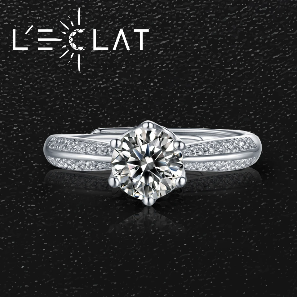 

LECLAT 0.5-5CT Gemstone Diamonds Moissanite Rings for Women S925 Silver Wedding Band Stackable Ring White Gold Jewelry with GRA