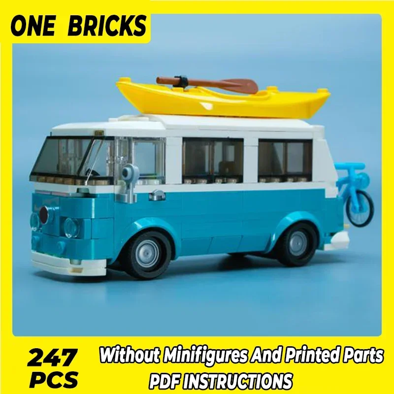 Moc Building Bricks Classic City Car Model Field T2 Camper Van Technology blocchi modulari regali giocattoli di natale set fai da te assemblaggio