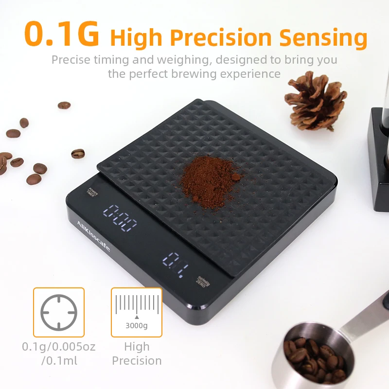 AliKisscafe Kitchen Coffee Scale with Timer Rechargeable Digital Scale Electronic USB With Mat 0.1g High Precision Barista Tools gallery 4