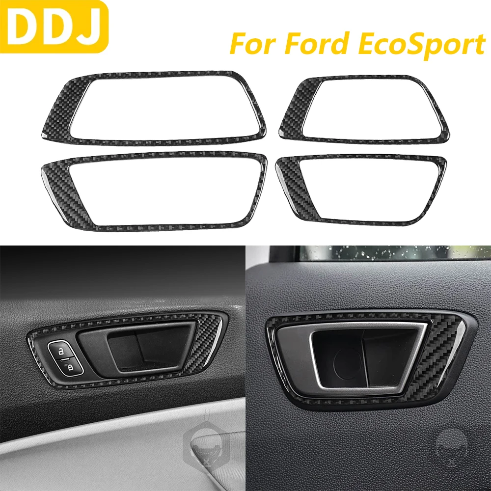 For Ford EcoSport 2018-2025 Carbon Fiber Door Handle Frame Panel Decorative Cover Car Accessories Interior Decoration Sticker