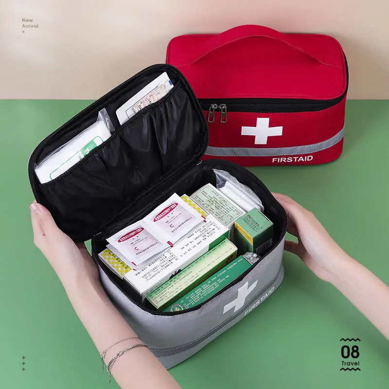 Portátil First Aid Kit Medicina Storage Bag, Household Outdoor Grande Capacidade, Kit de resgate médico, Travel Organizer Case