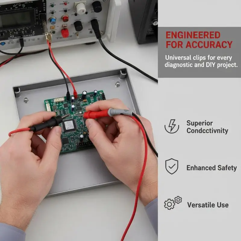 Safety Certified Multimeter Test Leads 2Pcs Red Black 10A 1000V AC DC Clamps for Industrial Electrical Testing