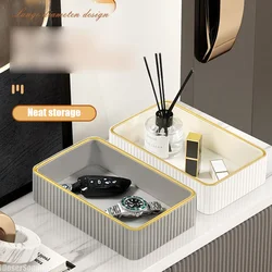 Leather Desktop Organiser Home Living Room Decoration Luxury PU Jewellery Cosmetic Key Organiser Wallet Coin Tray