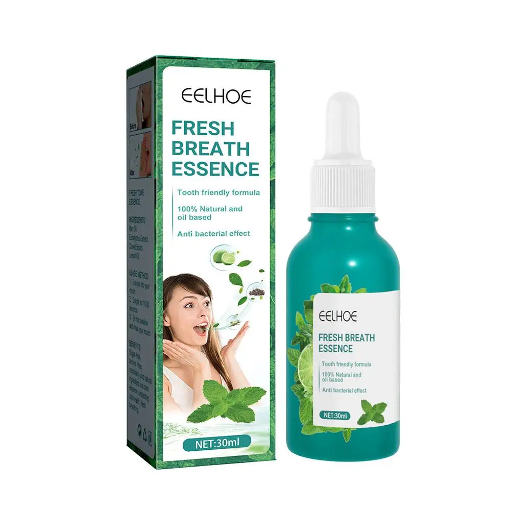 Refrescador de boca com essência bucal total, 30ml, enxaguante bucal portátil de menta, tratamento com gota, combate a respiração, sem açúcar, bolso de essência oral, H9R3