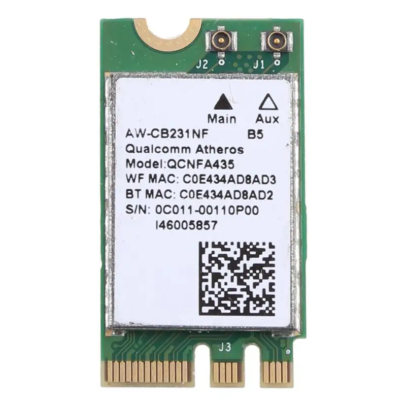 Tarjeta adaptadora inalámbrica para QCA9377 QCNFA435 802.11AC 2,4G/5G NGFF WIFI tarjeta WLAN compatible con Bluetooth 4,1 para PC Dropship