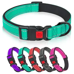 Reflective Dog Collar,Soft Neoprene Padded Breathable Nylon Pet Collar Adjustable for Medium Large Dogs, Neck