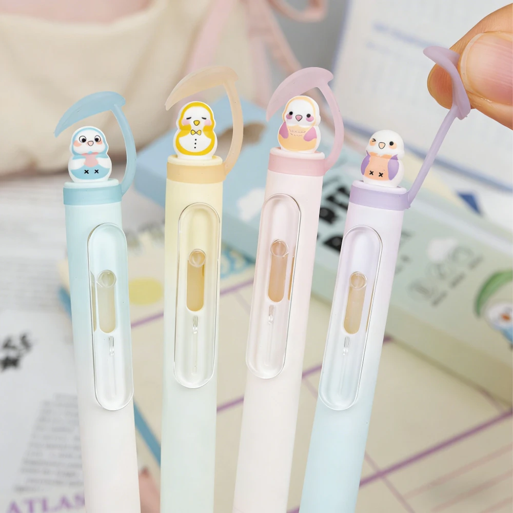 4Pcs/Set Cute Bird Twist Gel Pen 0.5mm Smooth Quick Drying Writing Pens Kawaii Stationery School Office Supplies
