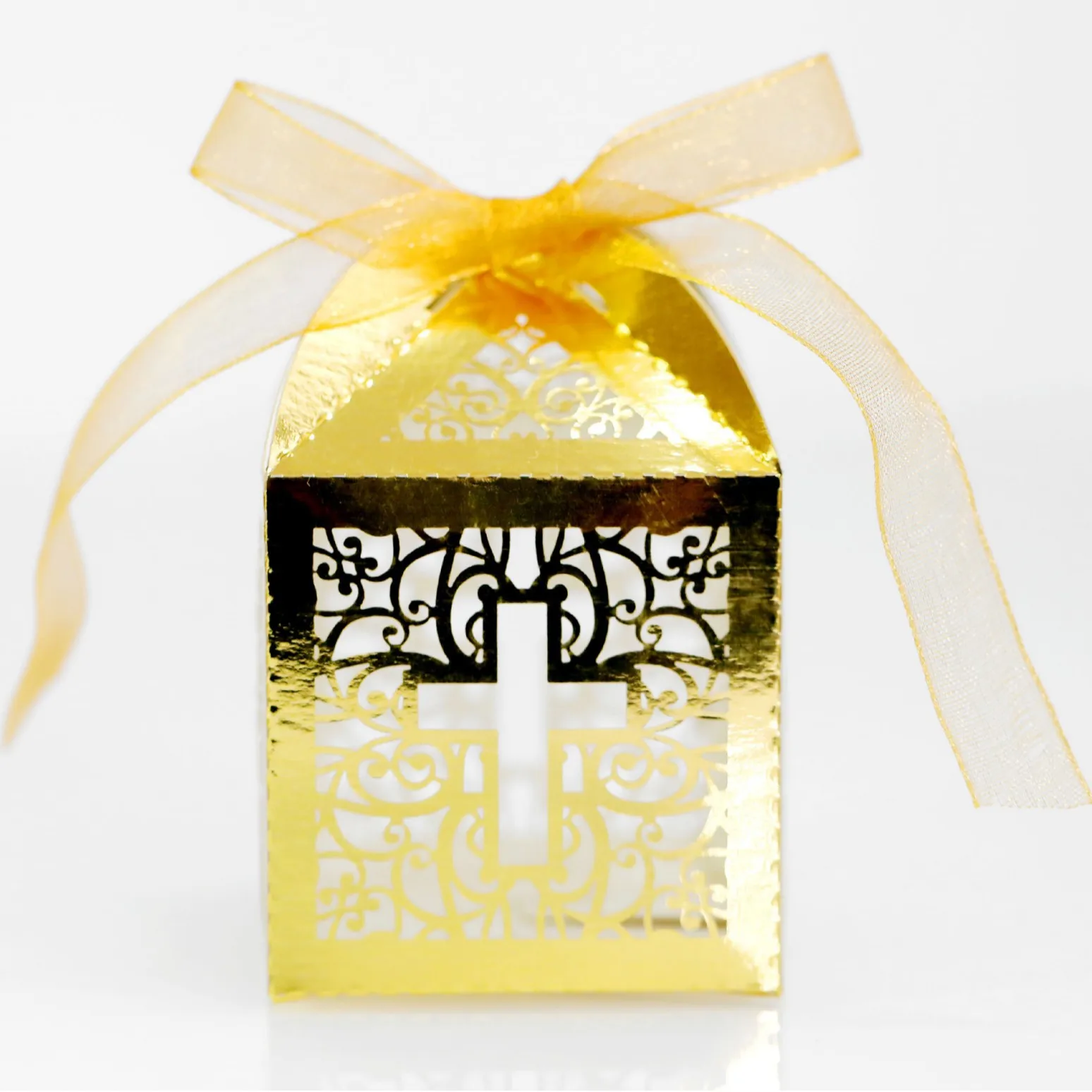 50 Stück hohle Kreuz-Süßigkeitenschachtel mit Perlenpapier-Geschenkbox, geeignet für Hochzeiten und Feiertage