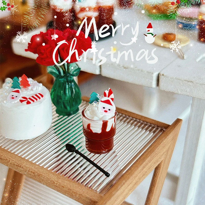 1/12 Dollhouse Miniature Christmas Chocolate Drink Model For Doll House Decoration Accessories Kids Pretend Play Toys