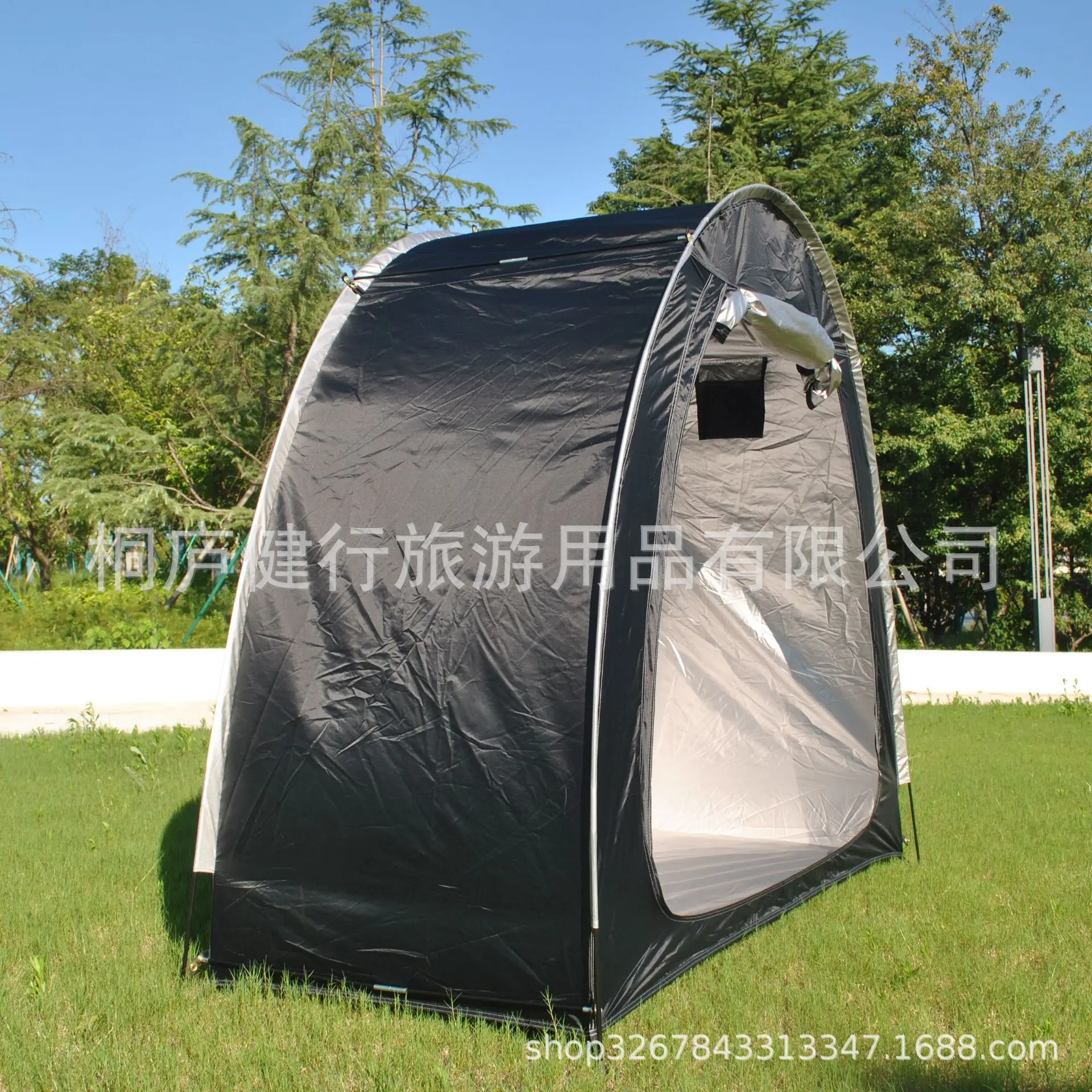 Upgraded Black Outdoor Cycling Tent, Black Storage Room Awning