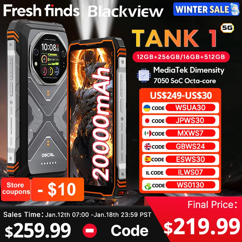 【World premiere】Blackview Oscal TANK 1 Rugged SmartPhone 5G MediaTek Dimensity 7050 6.78