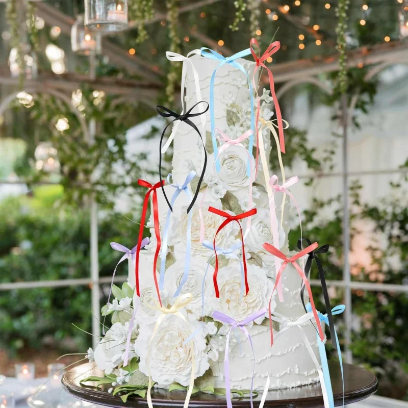 30 قطعة القوس الشريط كعكة القبعات العالية Bowknot كب كيك زينة لحفل زفاف عيد ميلاد عيد الحب الحلوى ديكور ذاتي الصنع