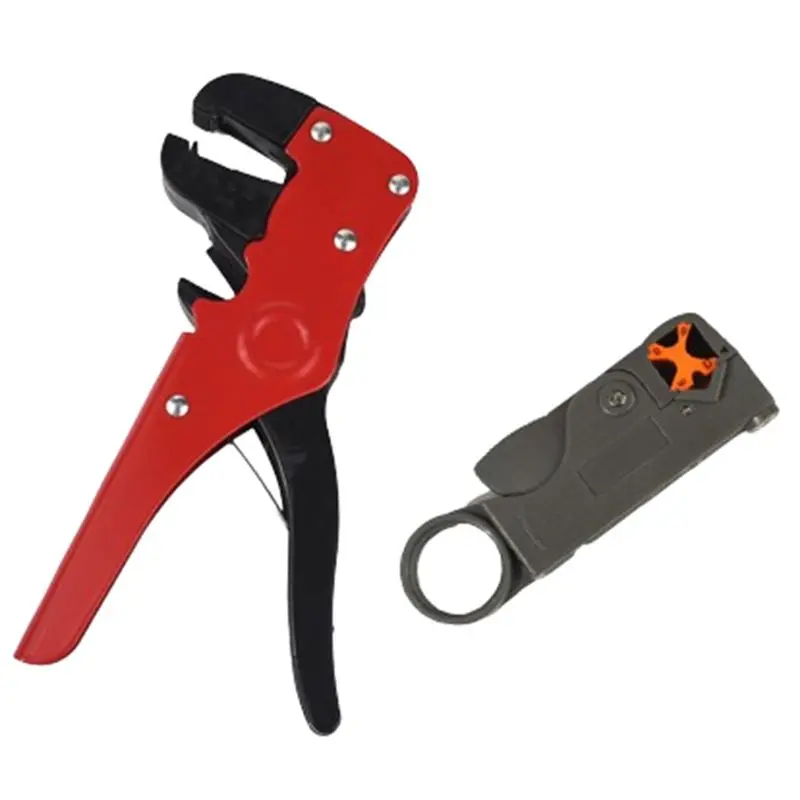 ABUH-Portable Multi-Function Wire Stripping Tool Set Return Spring Cable Crimper Wire Stripper Wire Stripper