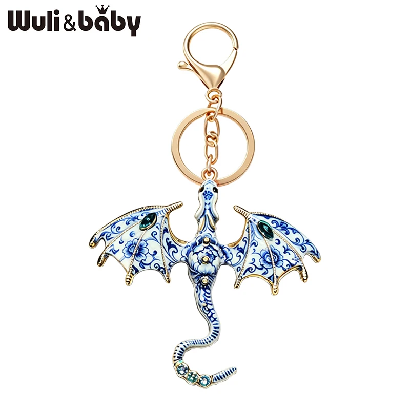 Llavero de dragón Wuli&baby para mujer y hombre, para bolsos, mochilas, amuletos para llaves, llavero de animales de 10 colores, regalos de moda