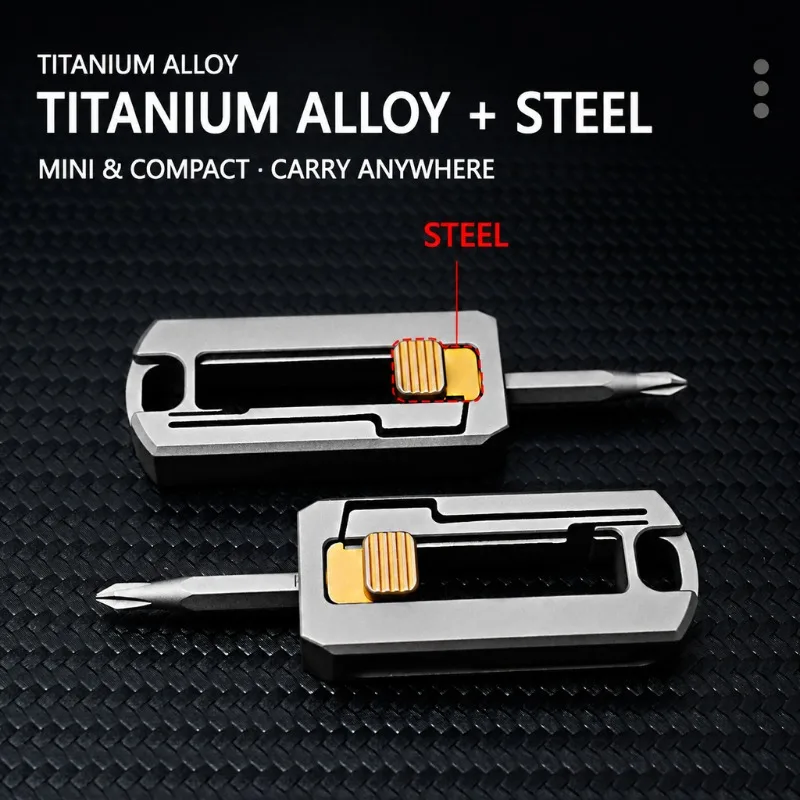 Titanium Alloy EDC Screwdriver Portable Mini Slide‑out Screwdriver with S2 Steel Bit, Keychain Disassembly Repair Hand Tool