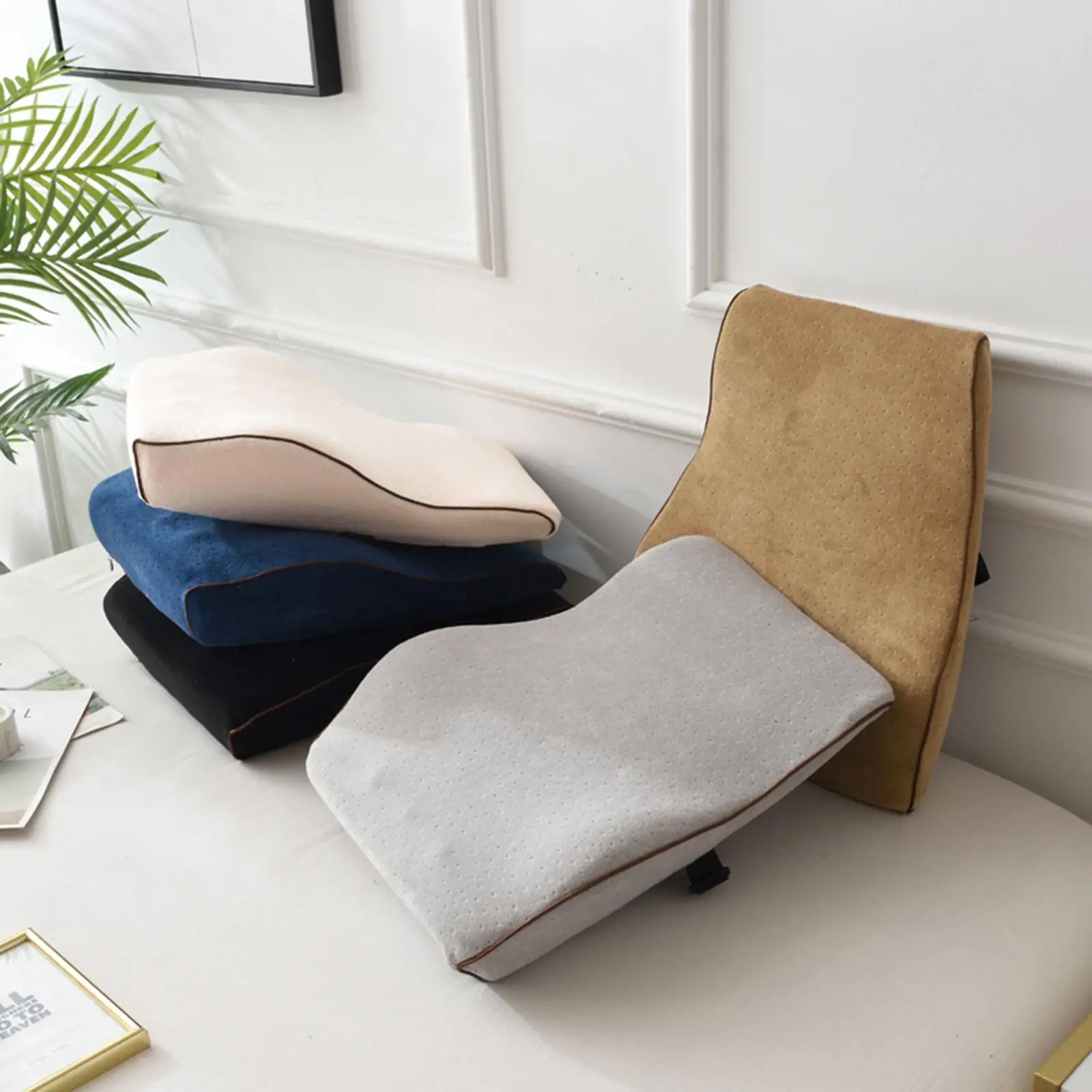 Ergonomic Back Support Pillow for Desk Chair Car Seat Memory Foam Cushion Breathable Washable with Adjustable Straps