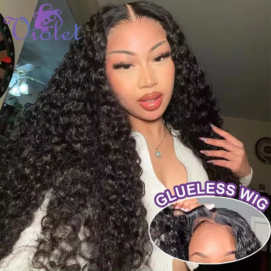 180% Echthaar Perücken 5x5 leimlose lockige Deep Wave Lace Front Perücken 13x4 Full Frontal Perücke Remy Pre Cut Verschluss Front Perücke für Frauen