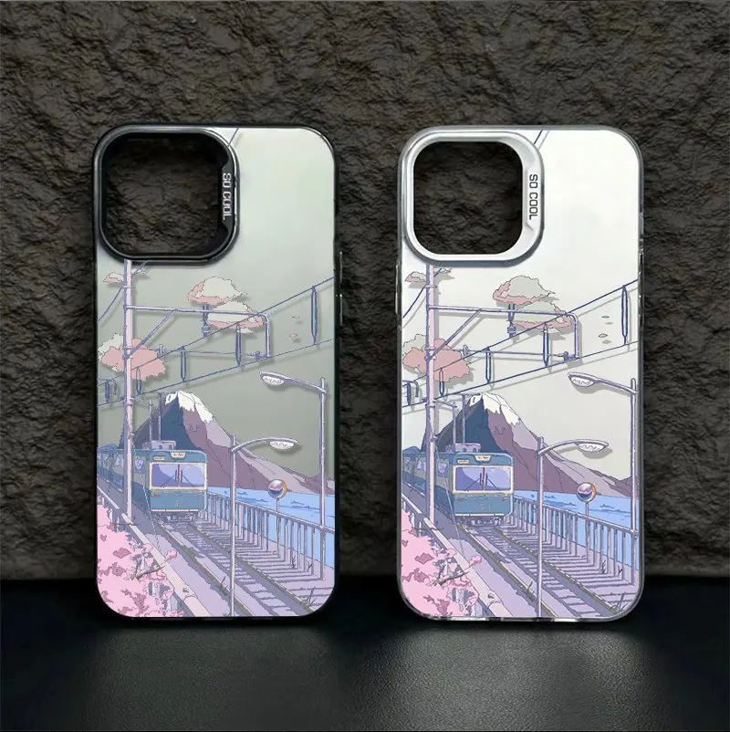 ساكورا شاطئ البحر الترام في اليابان جراب هاتف آيفون 17 16 15 14 13 12 11 برو ماكس XS XR X 7 8 Plus 16E 17 Air 13 غطاء صغير Fundas