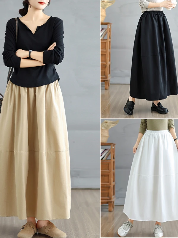 

Юбка с высокой талией в корейском стиле, пышная, с эластичным поясом, в форме бутона цветка, больших размеров, универсальная, в стиле lazy style, юбка-полусолнце