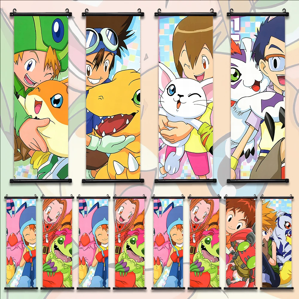 

Digimon Home Decor Living Room Bedroom Artwork Scroll Canvas Art Poster Character Design Wall Decoration Modern Creative Print