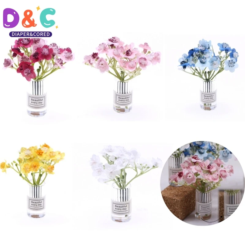 1PC Simulazione in miniatura Bouquet Piante in vaso Decorazione della casa delle bambole Decorazioni per il desktop Giochi di imitazione Giocattolo 1:12 Accessori per casa delle bambole