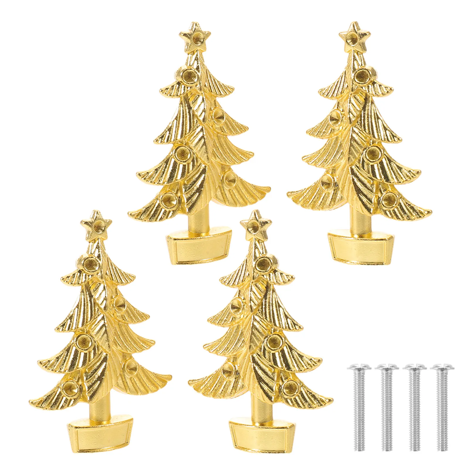 4Pcs Christmas Tree Cabinet Knobs Zinc Alloy Holiday Decorative Drawer Pulls for Kitchen Cabinet Dresser Vanity Tea Tray