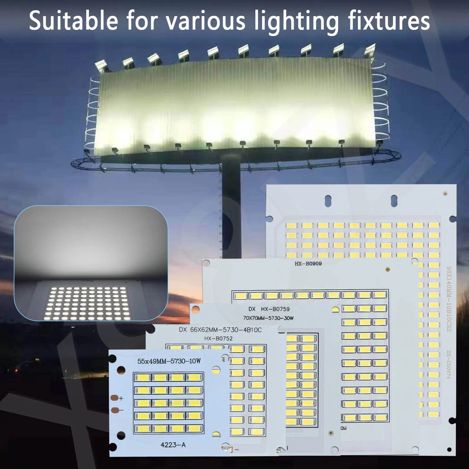 Chip LED branco frio para holofotes, luz de inundação, iluminação exterior, contas de lâmpada, holofote, DC30-33V, 10W, 20W, 30W, 50W, 100W