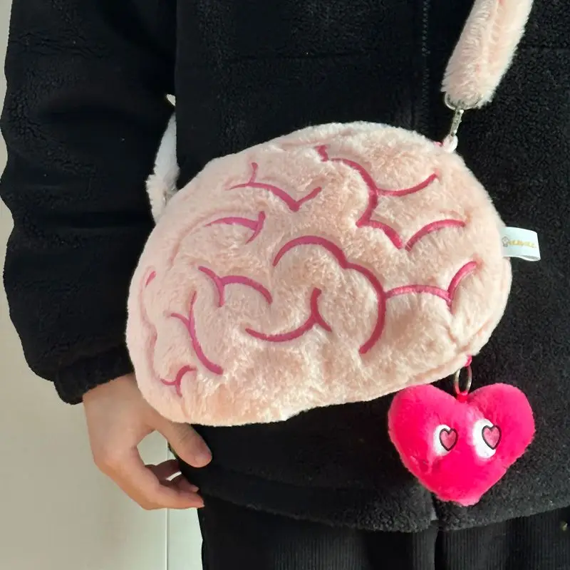 Cartoon Love Brain Bag Single Shoulder Bag New Funny Crossbody Bag Fashion Design Purses and Handbags Cool Cosmetic Organizer