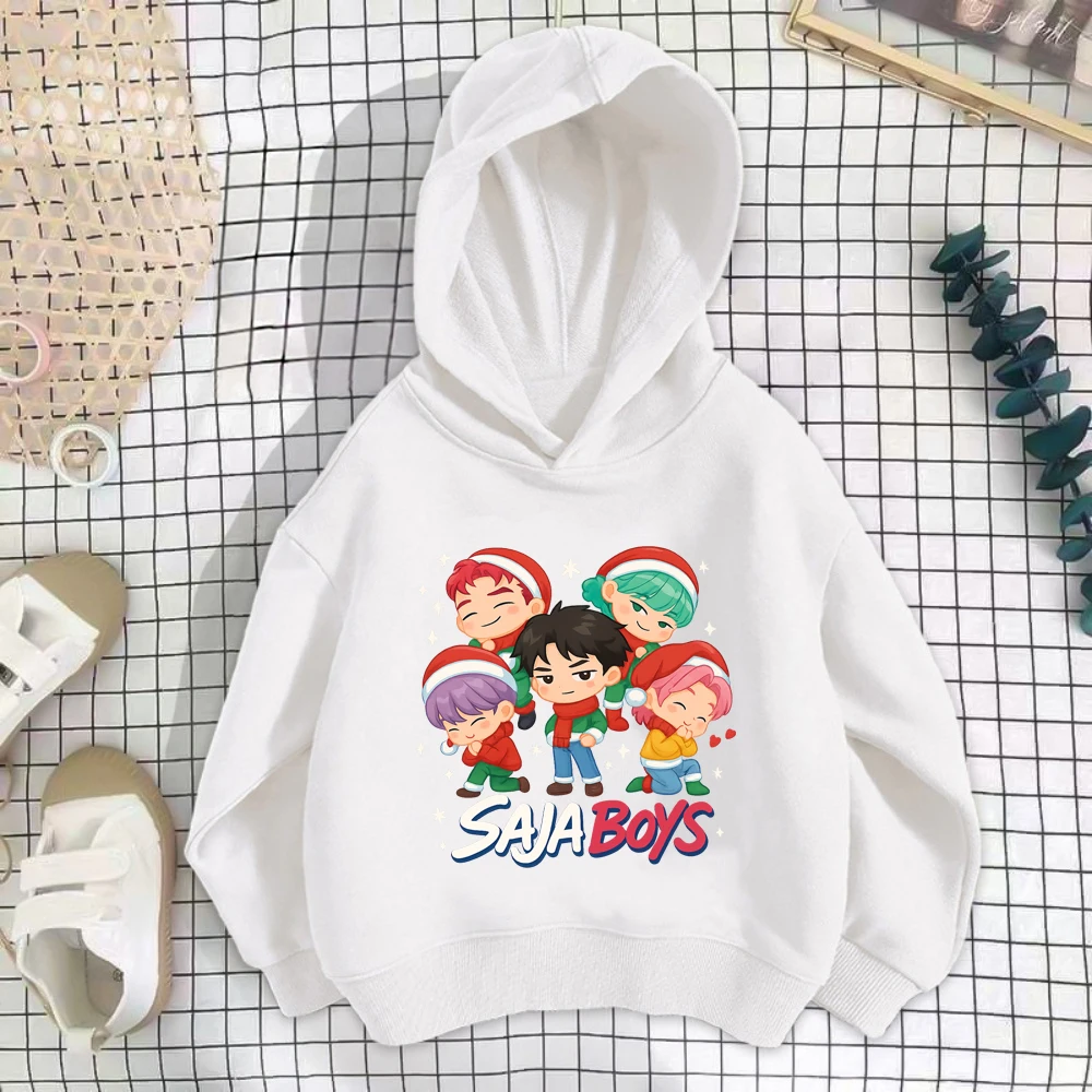 

Huntrix Kids Рождественская толстовка с капюшоном Санта-Клауса Guerreras KPop Весенне-осенняя куртка Верхняя одежда