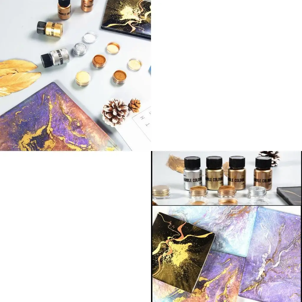 Metallic Pigment Powder 4 Colors Marble Resin Pigment Powder Each Bottle 20g Resin Color Pigment Epoxy Resin Coloring