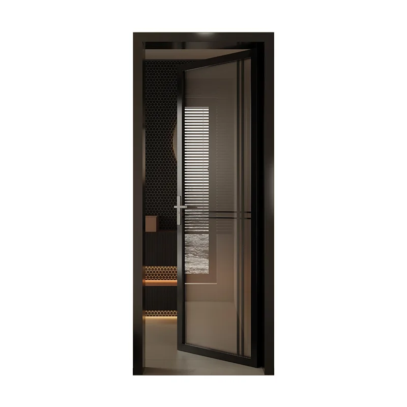 Customized extremely narrow bathroom swing door glass door toilet door kitchen aluminum alloy ultra-white glass interior enginee