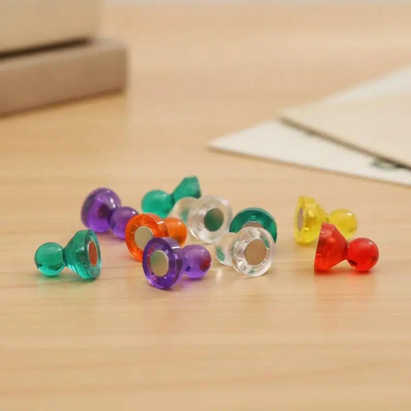Colored Magnetic Nails 10 Pcs Easy Remove Small Magnet Pins for Fridge Whiteboard Office Education Training Use