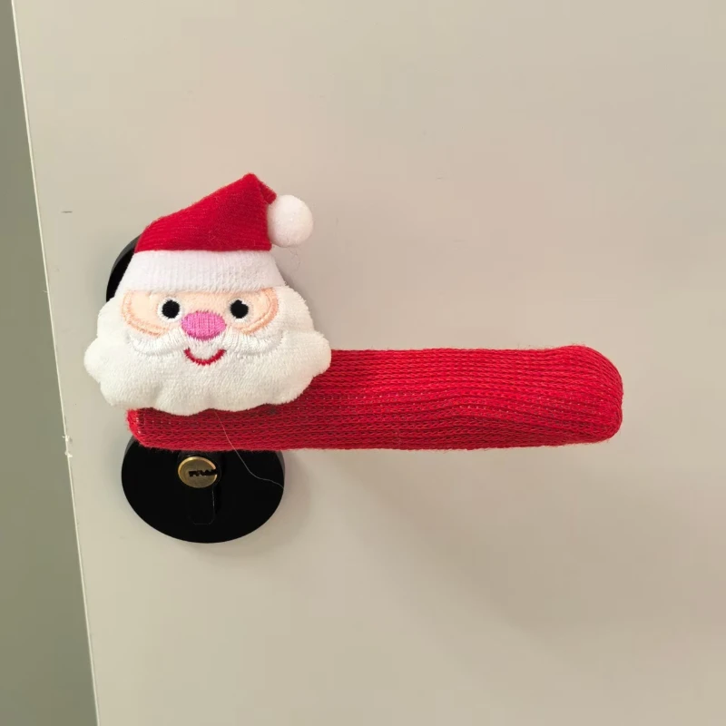 2pcs Christmas Door Handle Covers, Thickened Santa Claus Design, Holiday Scene Decoration Gift, Reusable, New Year's Gift