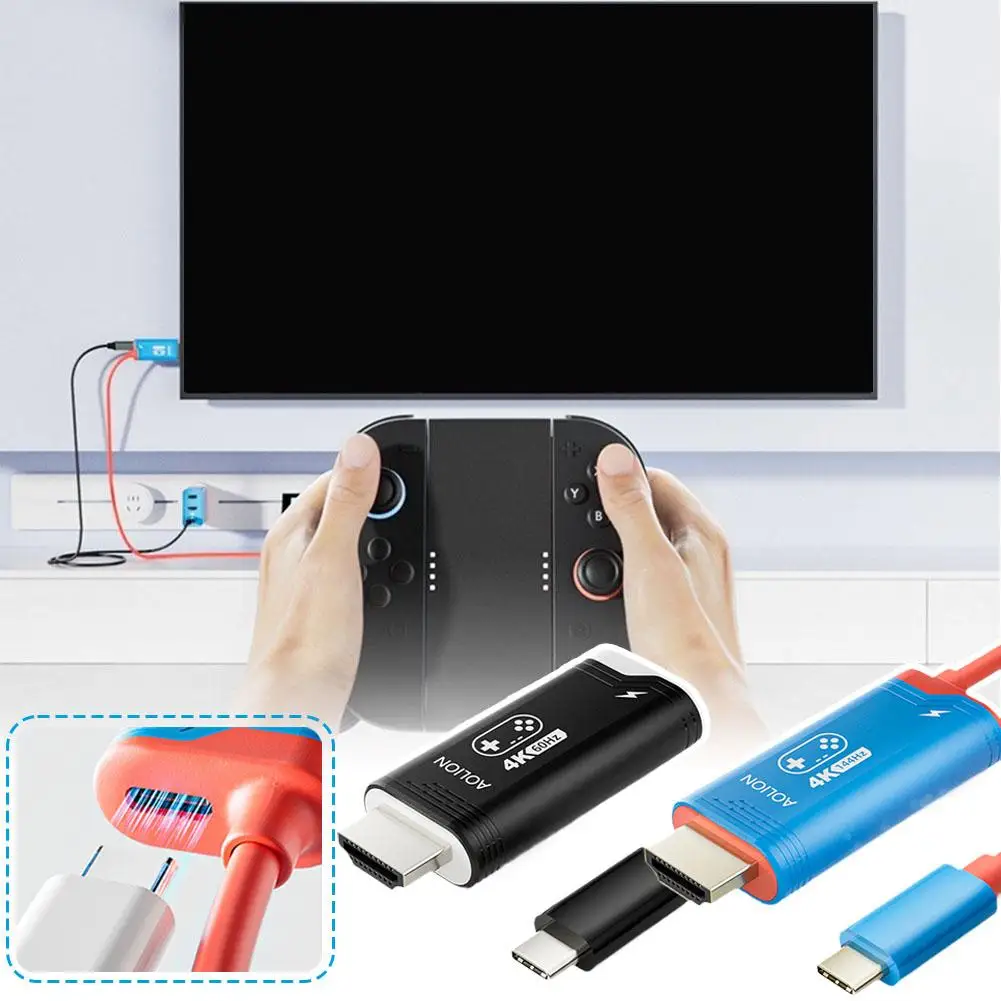 

Для Nintendo 2 кабеля типа C к HDMI с портативной док-станцией 5 В, проекционной зарядкой, адаптером 4K TV HD, USB-кабелем, винтом U1B7