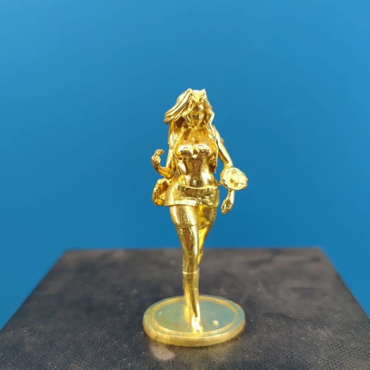 ​​Brass Mini Collectible Anime Girl Statue - Decorative Figurine for Home/Desktop/Car Display | Unique Gift & Collector's Item