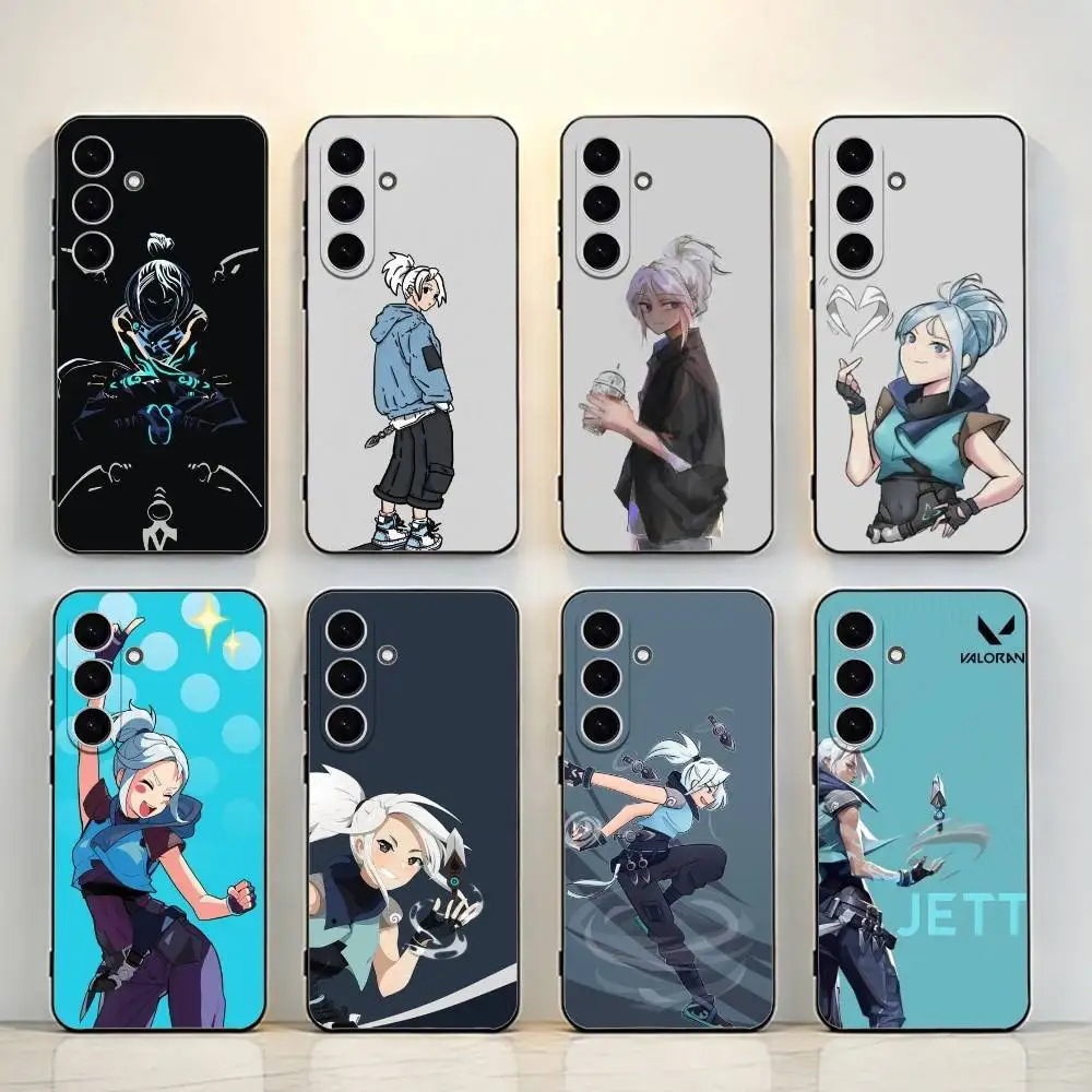 

Cool Jett V-Valorant Black Shell Phone Case For Samsung Galaxy A73,A72,A71,A70,A53,A52,A51,Others Soft Black Shell