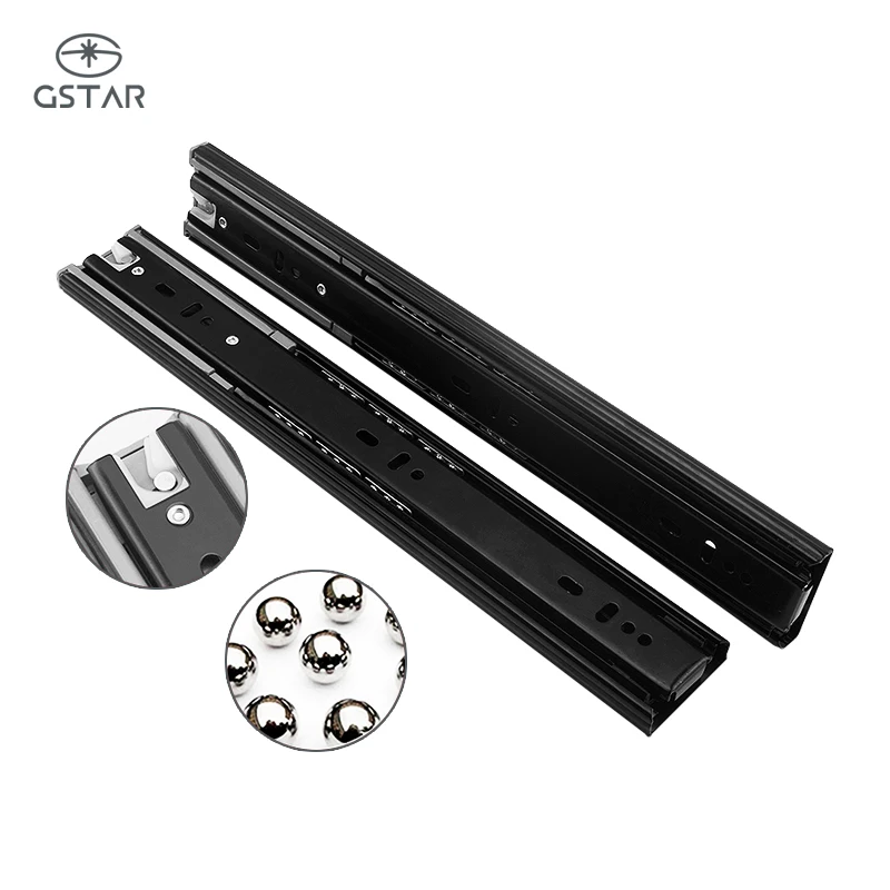 

Push-pull Strip 45mm Wide 3-fold Slient Sliding Full Extension Regular Drawer Furniture Buffer Hidden Drawer Slide Rail