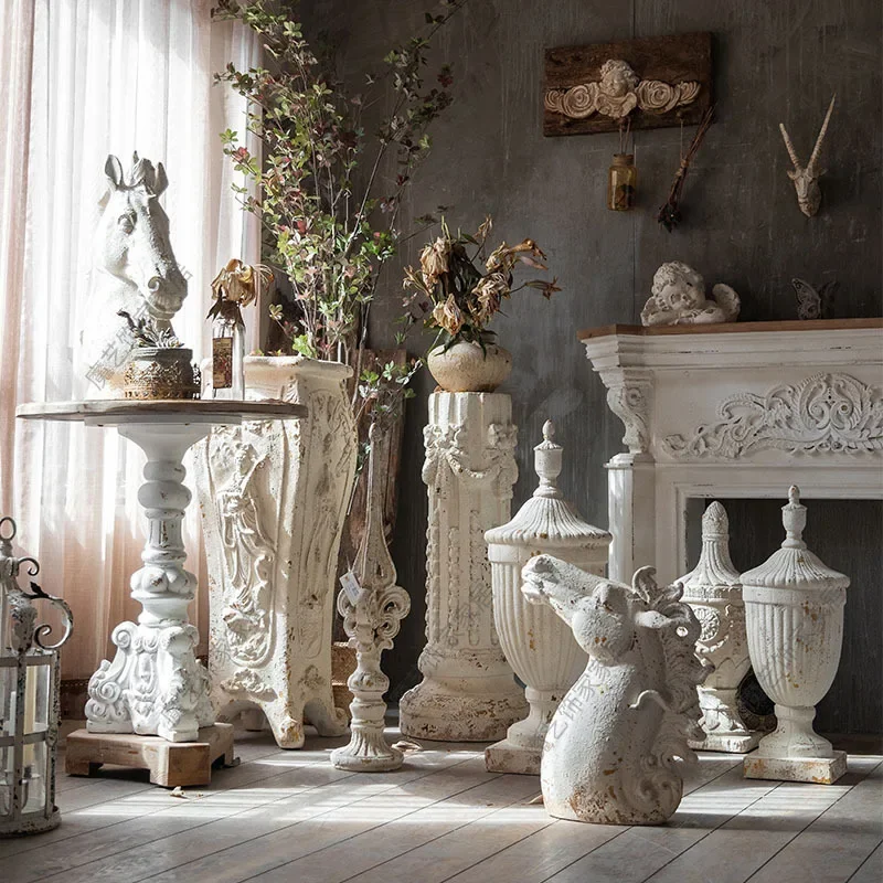 European retro round Roman column home decoration flower ornament