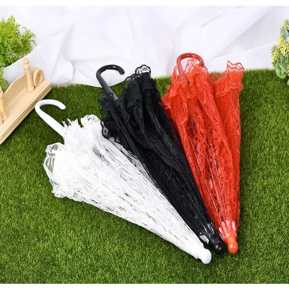 أنيقة الدانتيل المرأة الدانتيل المظلات لوليتا أنماط الأزهار مظلة زفاف صغيرة جوفاء خارج حساسة العروس الدعامة مظلة #4