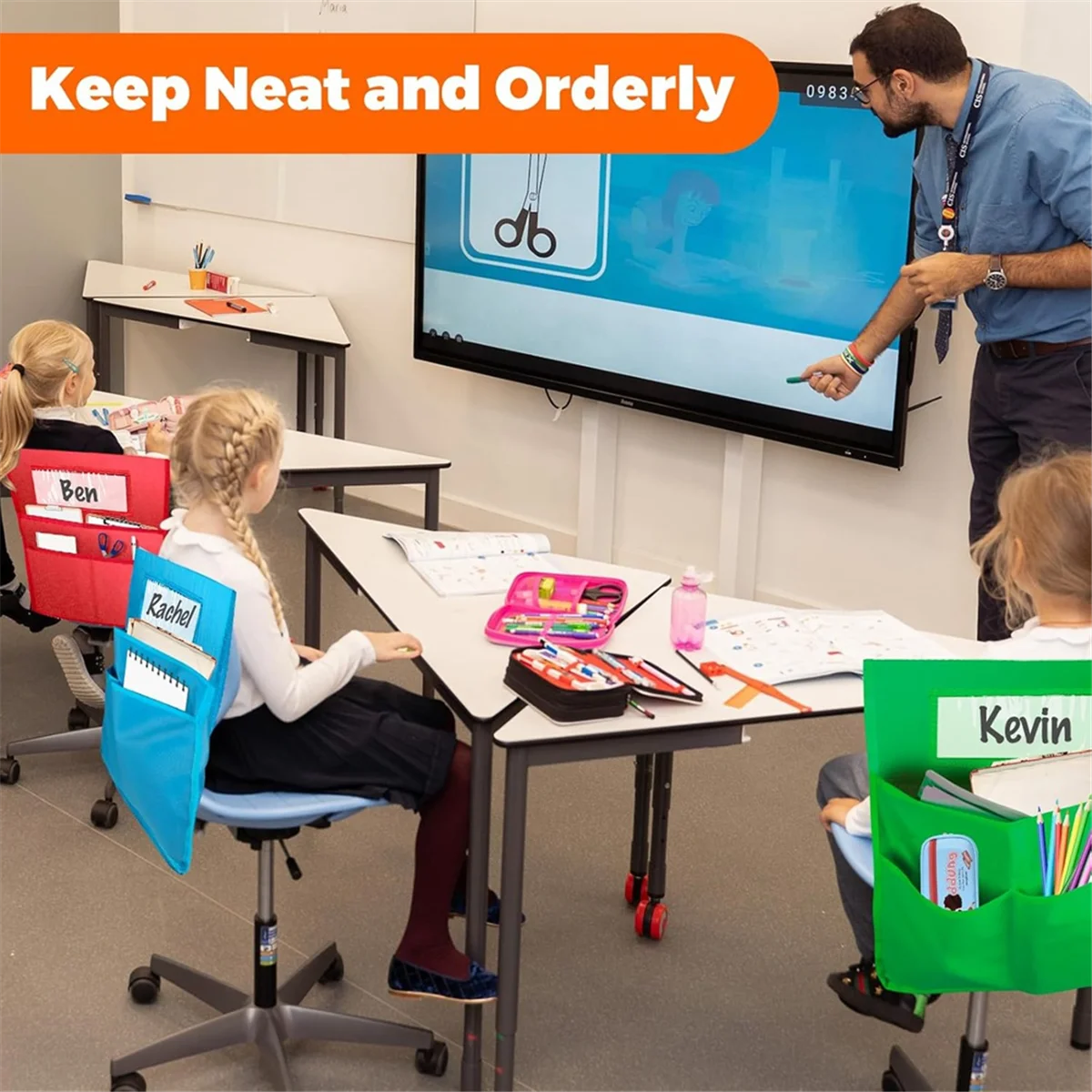 

chair pockets 12 Pack Chairback Buddy Pocket Chart Chair Pockets for Classrooms Seat Pocket Chart with 3 Heavy Duty Storage Pock