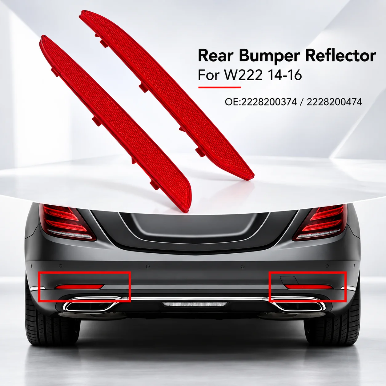1 Pair Rear Bumper Marker Reflector Light Lens Left Right For Mercedes W222 S-Class 2014-2020 S320 S350 S400 S450 S500 S600 AMG