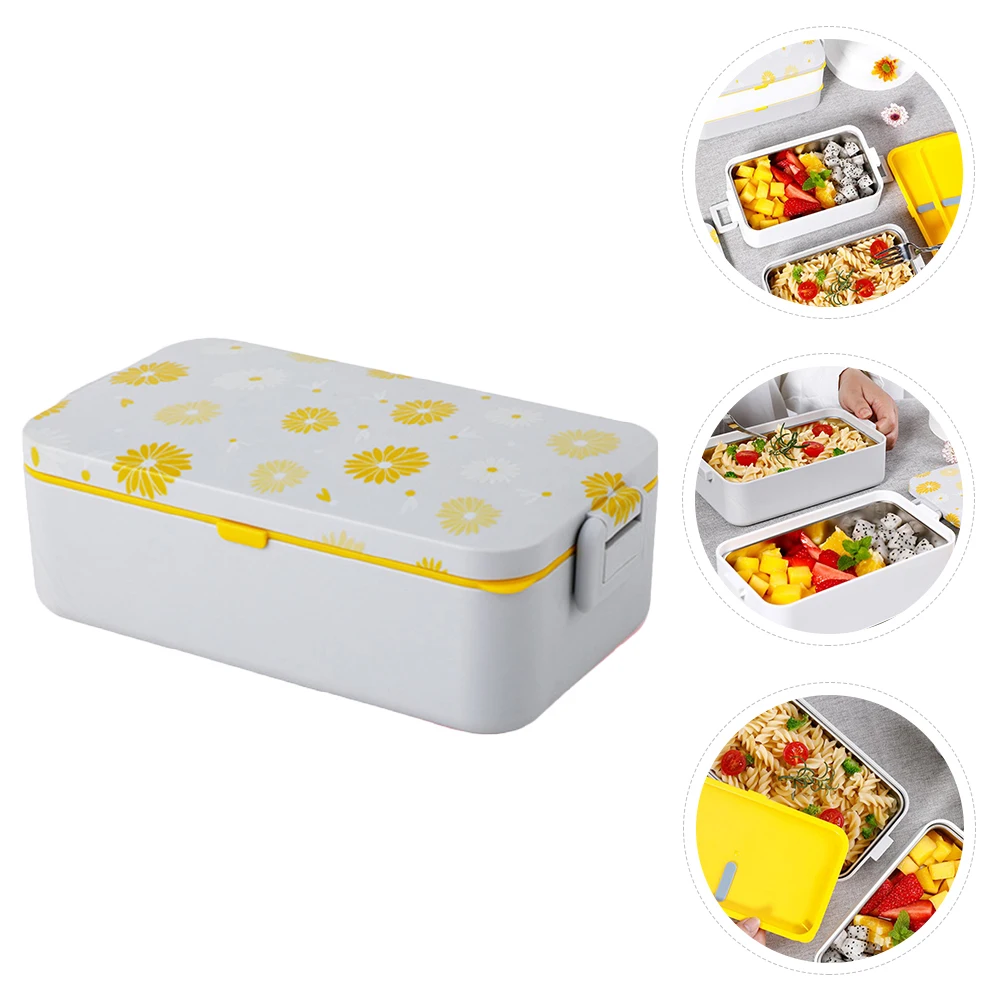 

1-Piece Floral Pattern Leak-Proof Bento Lunch Box Portable Meal Container With Buckle Lock For School Office Camping Food