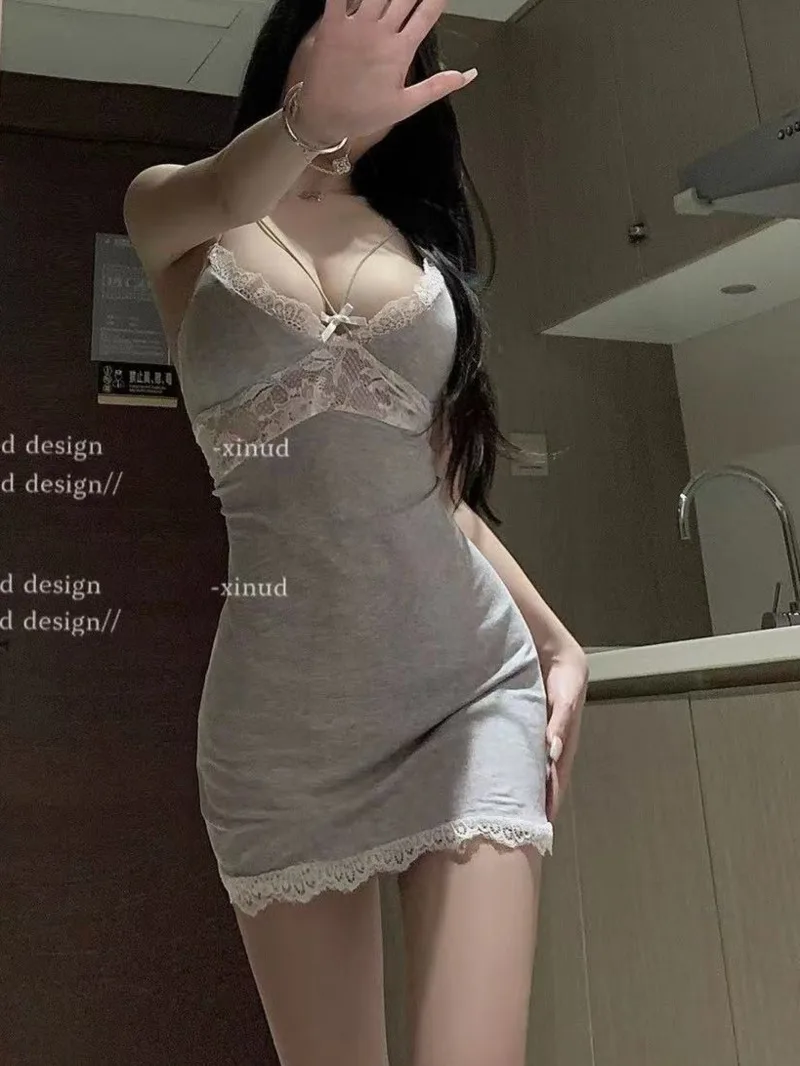 

Сексуальное сетчатое платье на бретельках с v-образным вырезом и перспективой, облегающее платье с открытой спиной, закрывающее бедра, модное утягивающее платье с кружевными краями, универсальное I3PI