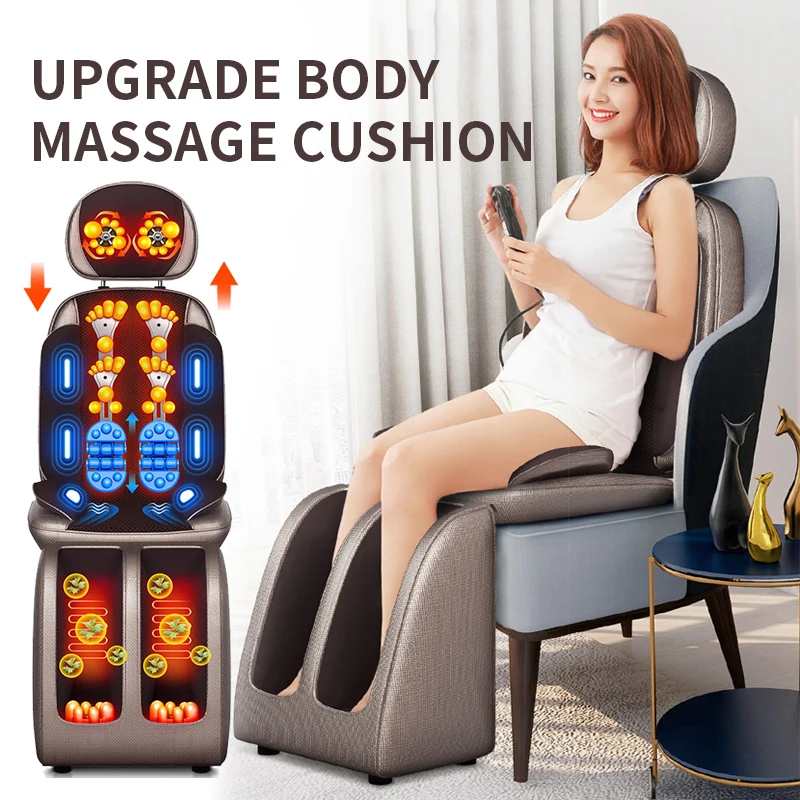 Upgrade Electric Full Body Massage Chair Neck Back Waist Leg Infrared Heating Vibration Kneading Shiatsu Cushion Seat Relaxation