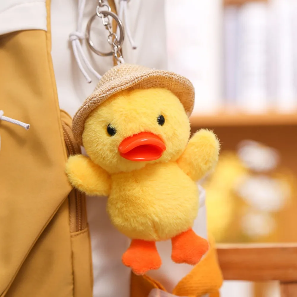 Fashion Stuffed Plush Cartoon Yellow Duck Keychain Animals Soft Duck Bag Pendant Creative Cute Duck Doll Pendant