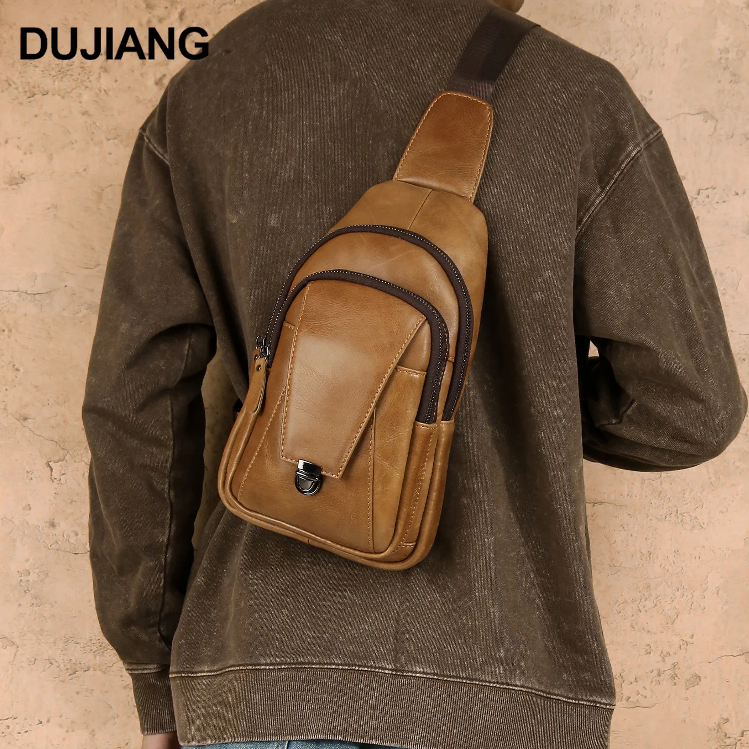 

Нагрудная сумка из натуральной кожи с несколькими карманами, многофункциональный мужской рюкзак на одно плечо, высококачественная сумка через плечо для путешествий