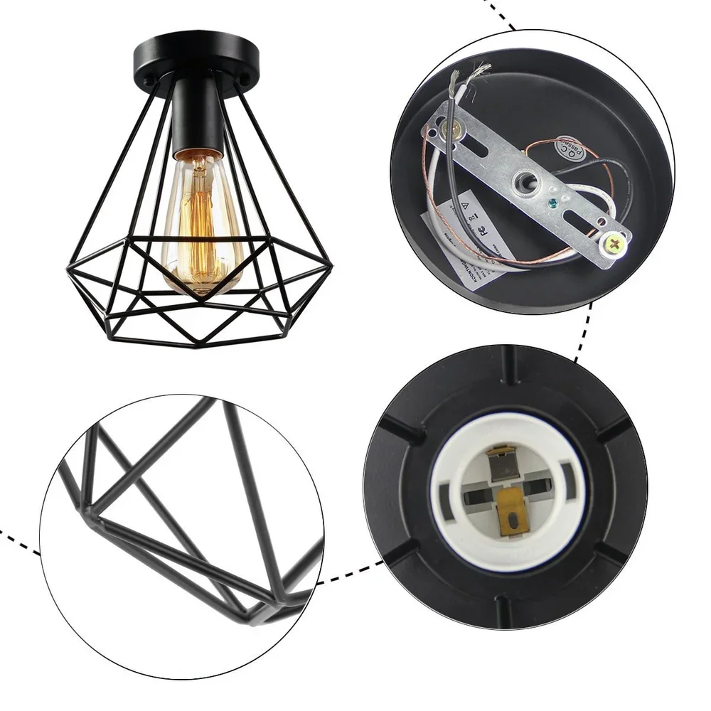 Rustic Flush Mount Ceiling Light Metal Lamp Fixture American-style village Style Creative Retro Light Lamps
